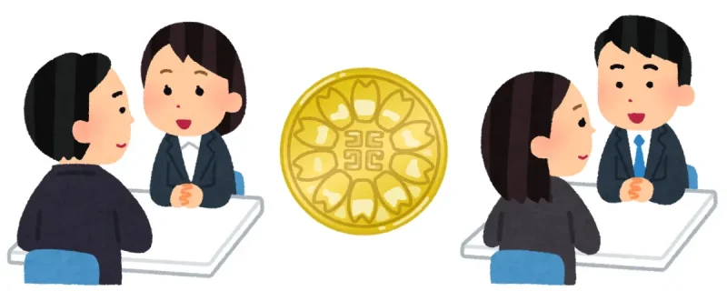 一般市民の相談に応じる行政書士と行政書士バッジ,Administrative scriveners who provides consultation to the general public and theri badge